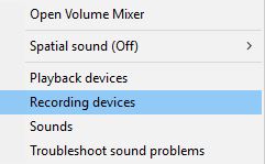 Windows Mixer Options